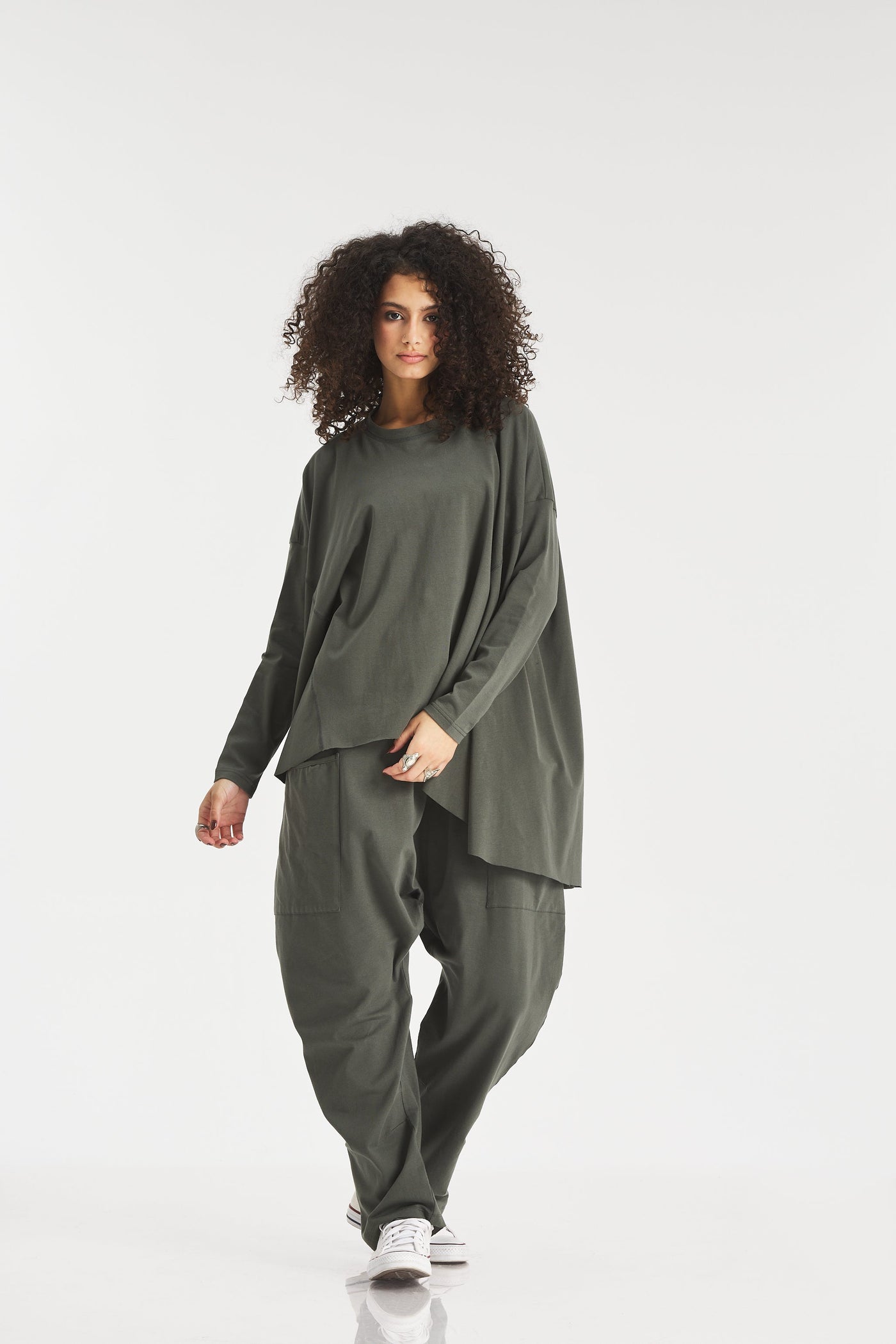 Asymmetrical T-Shirt In Olive