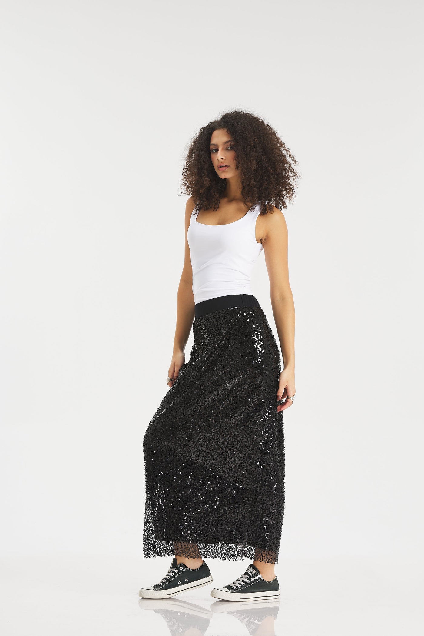 Pencil skirt sequin in black