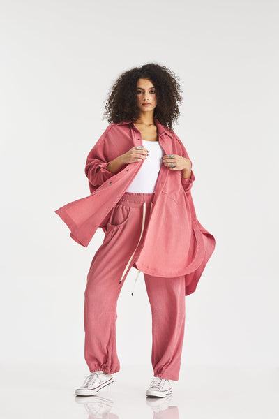 Crushed Oversize Shirt In Blush