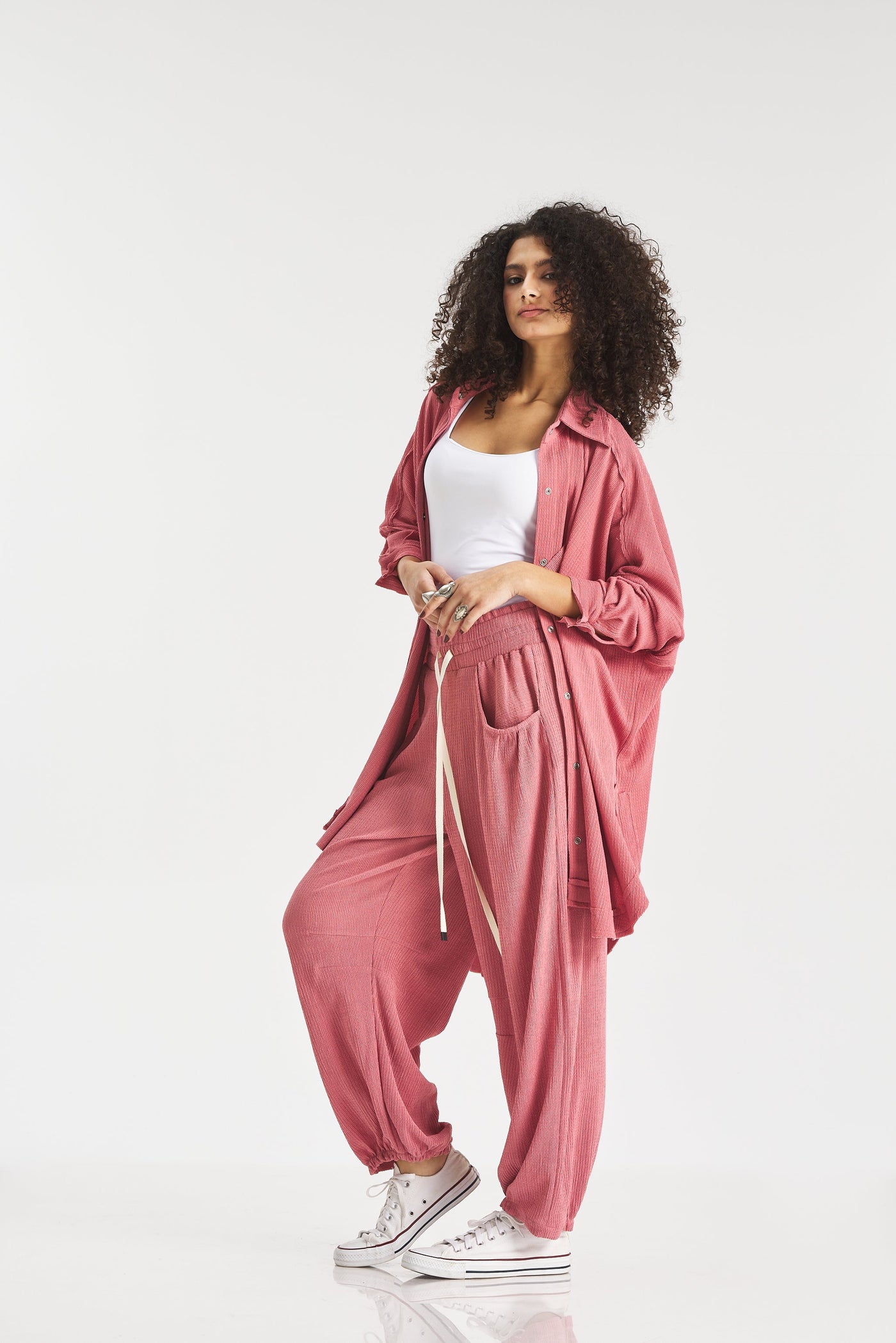 Crushed Oversize Shirt In Blush
