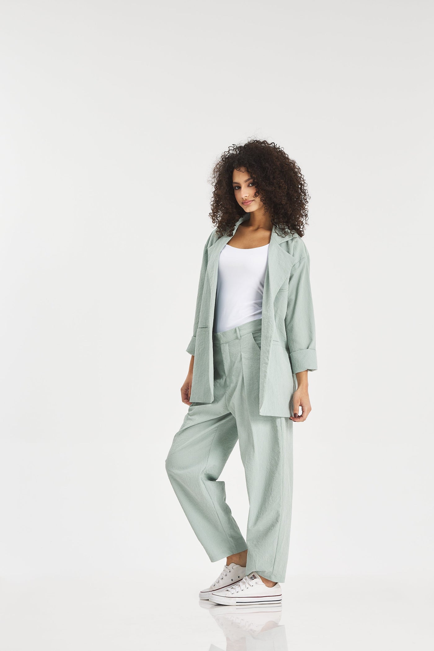 Crushed Light Blazer In Mint