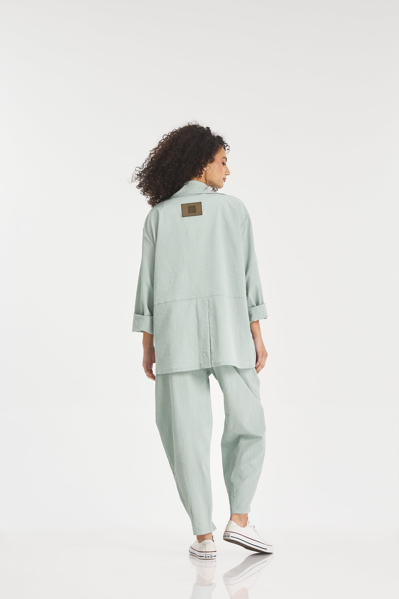 Crushed Light Blazer In Mint