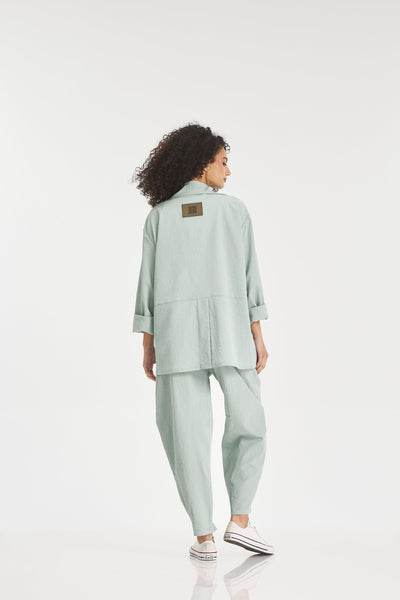 Crushed Light Blazer In Mint