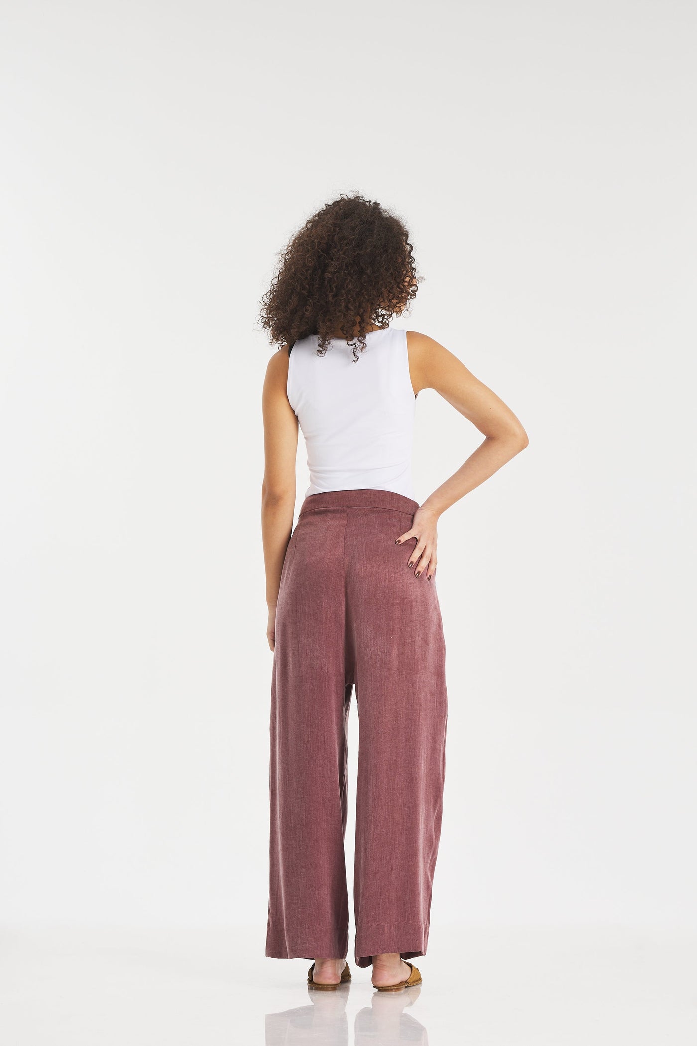 Silk Low Crotch Wide Leg Pants In Brik