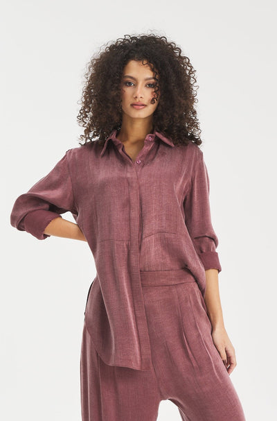 Silk Front Square Shirt In Brik