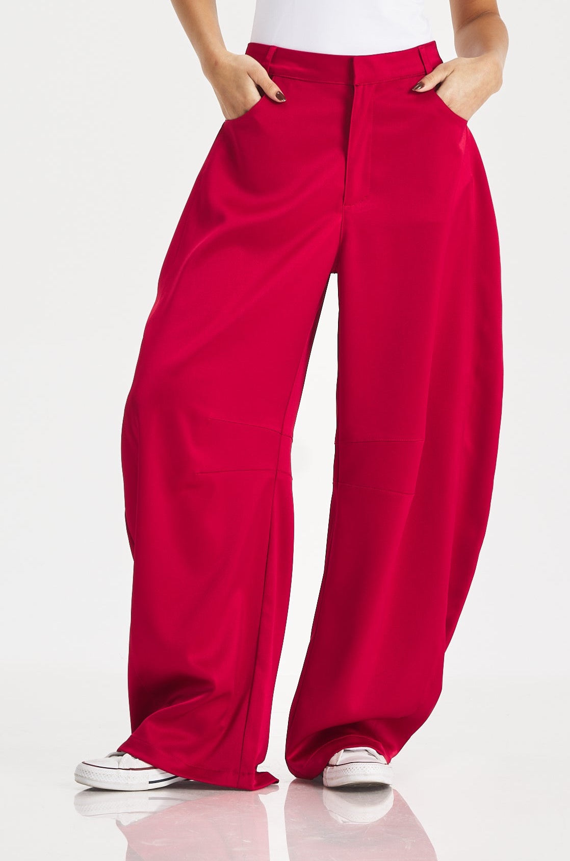 Balloon Satin Red Pants