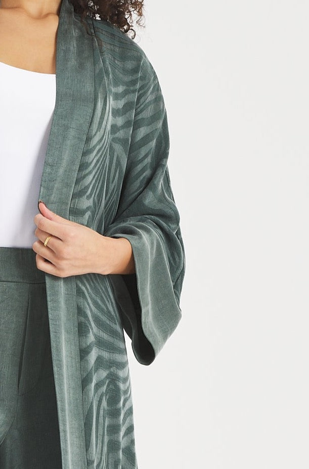 Maxi Silk Kimono in Green