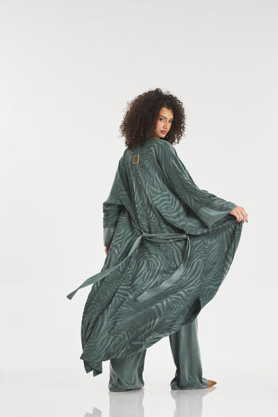 Maxi Silk Kimono in Green