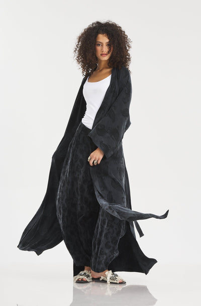 Maxi Silk Kimono in Black