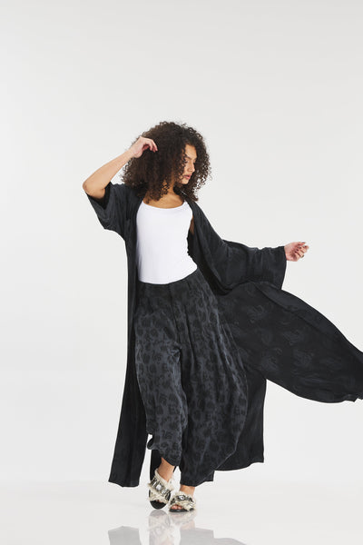 Maxi Silk Kimono in Black