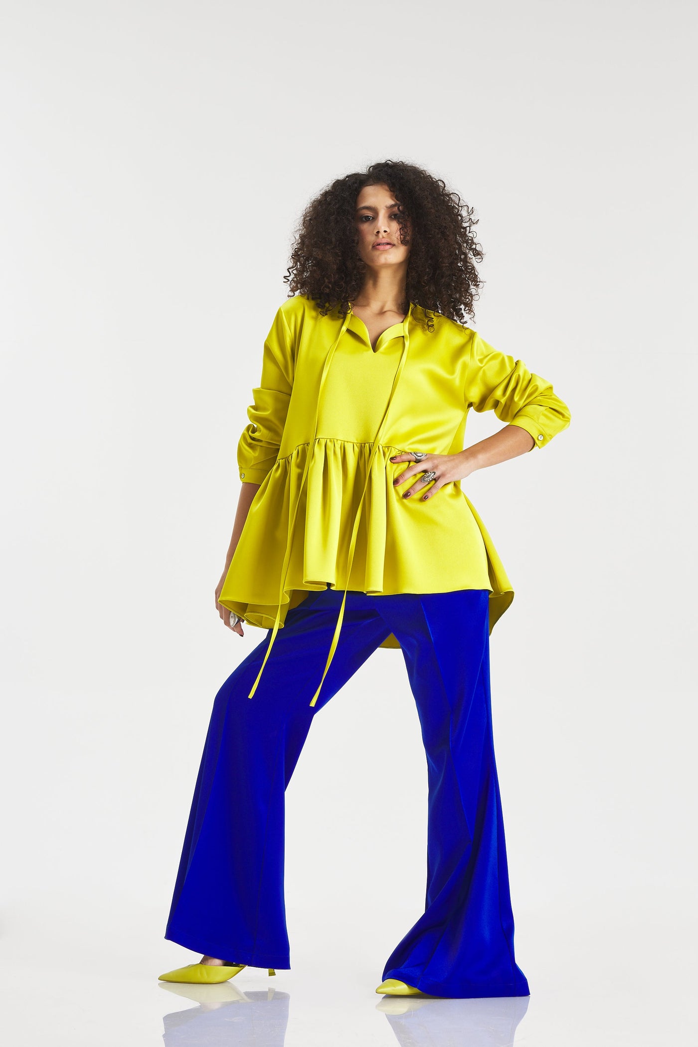 Ruffle Hem Satin Top