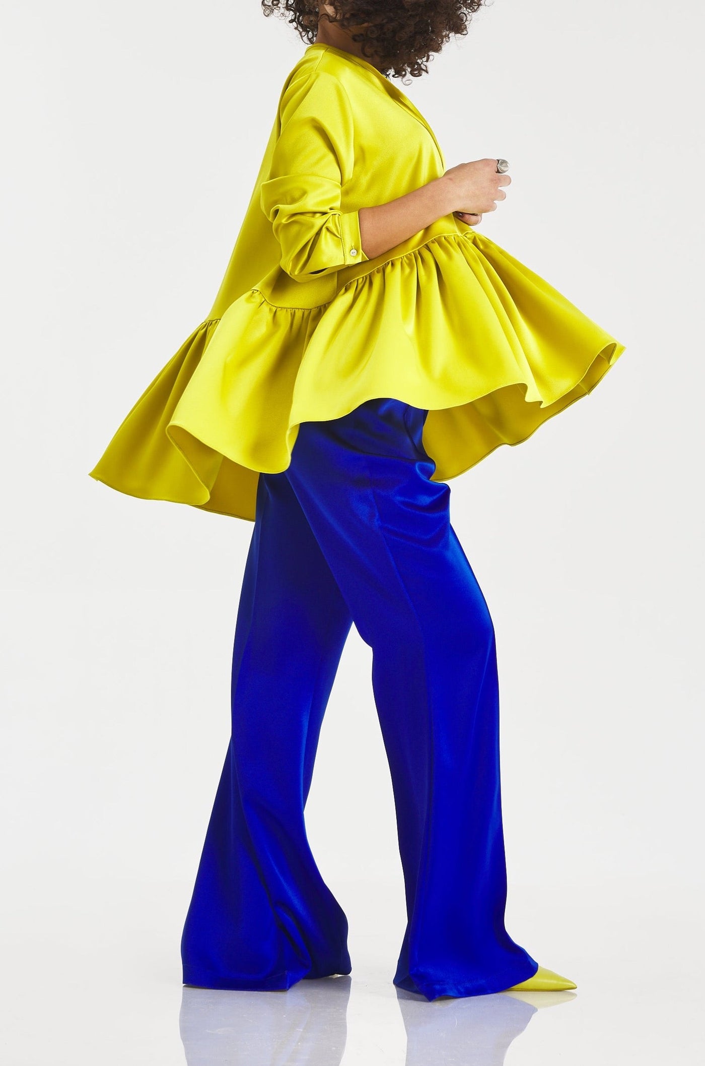 Ruffle Hem Satin Top