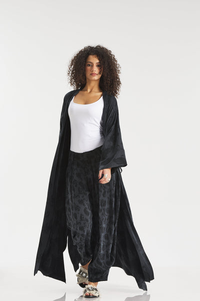 Maxi Silk Kimono in Black