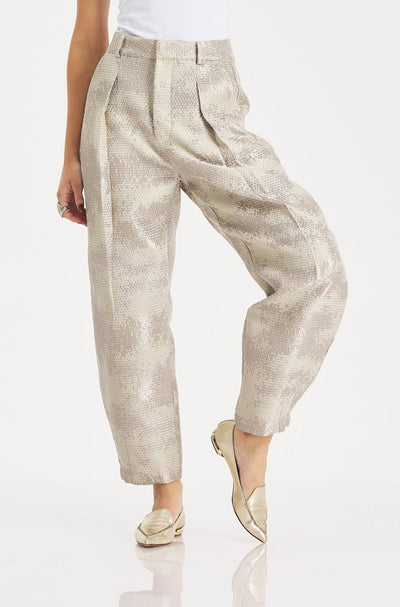 Digital Pattern Balloon Pants In Beige