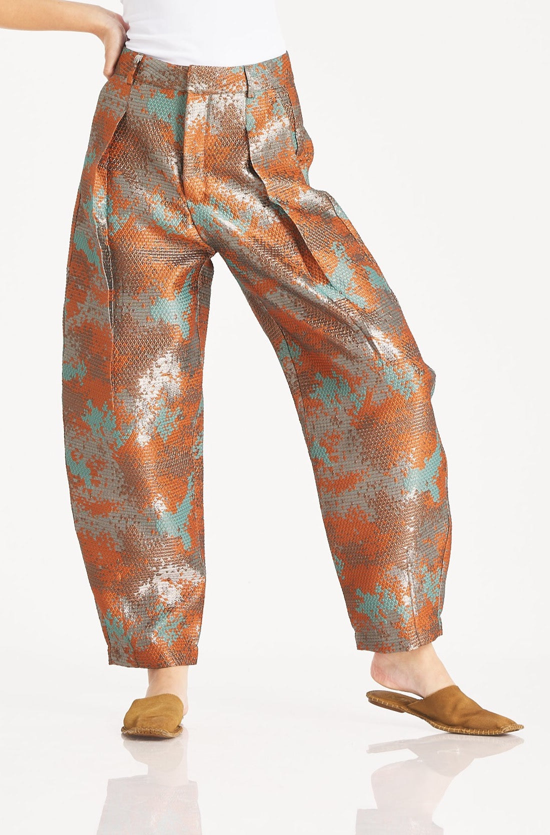 Digital Pattern Balloon Pants In Orange