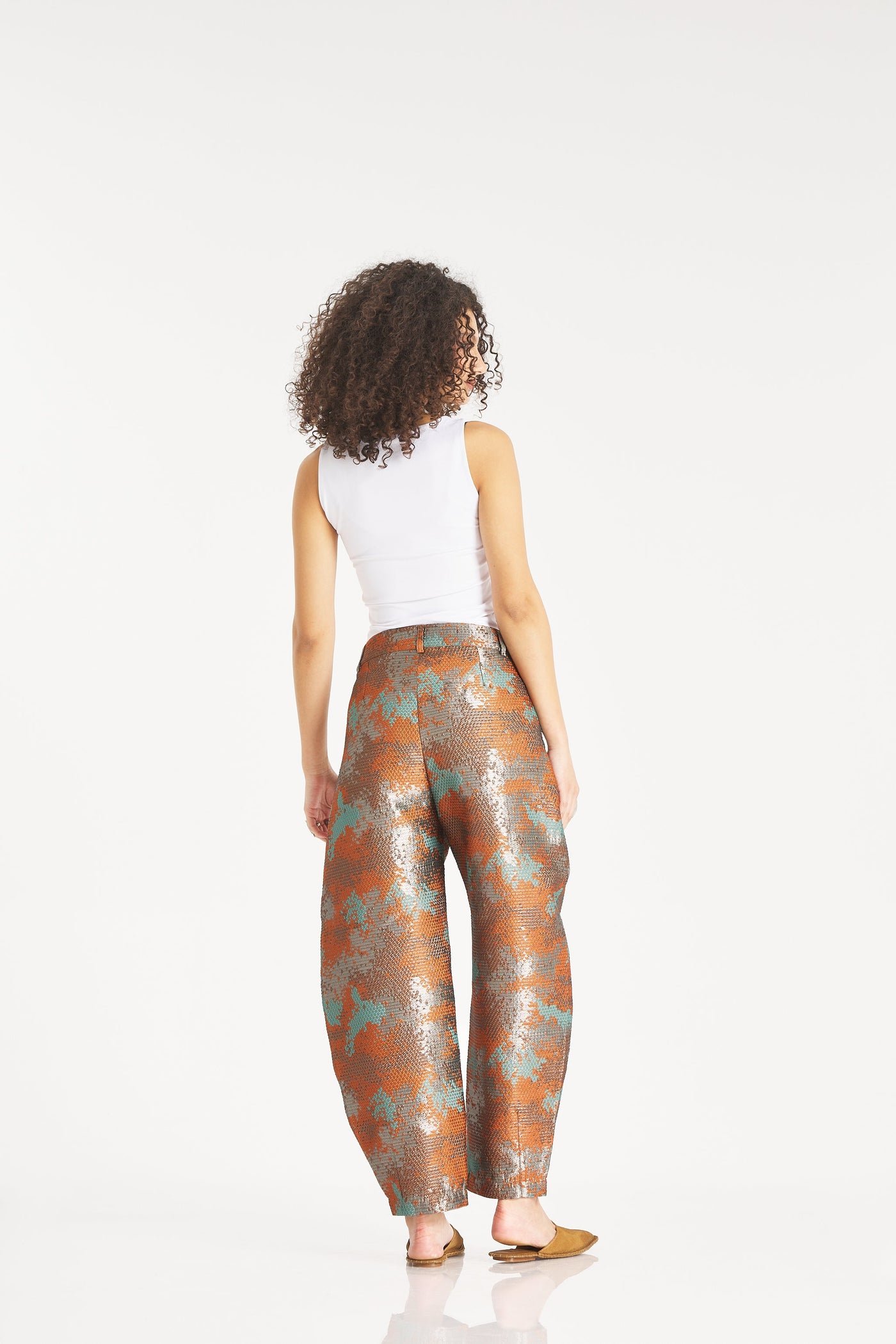 Digital Pattern Balloon Pants In Orange