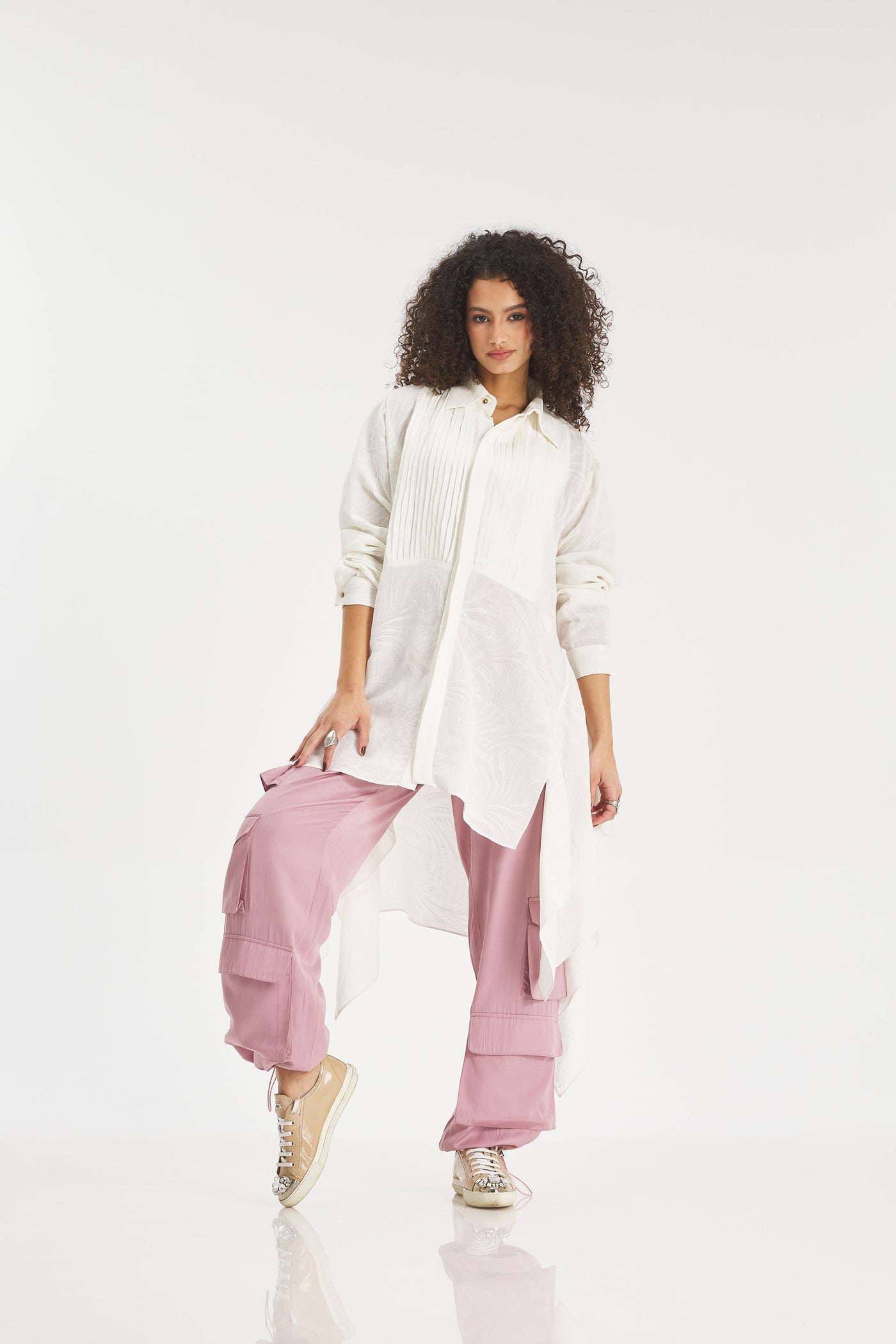 Asymmetrical Front Squared Linen Shirt