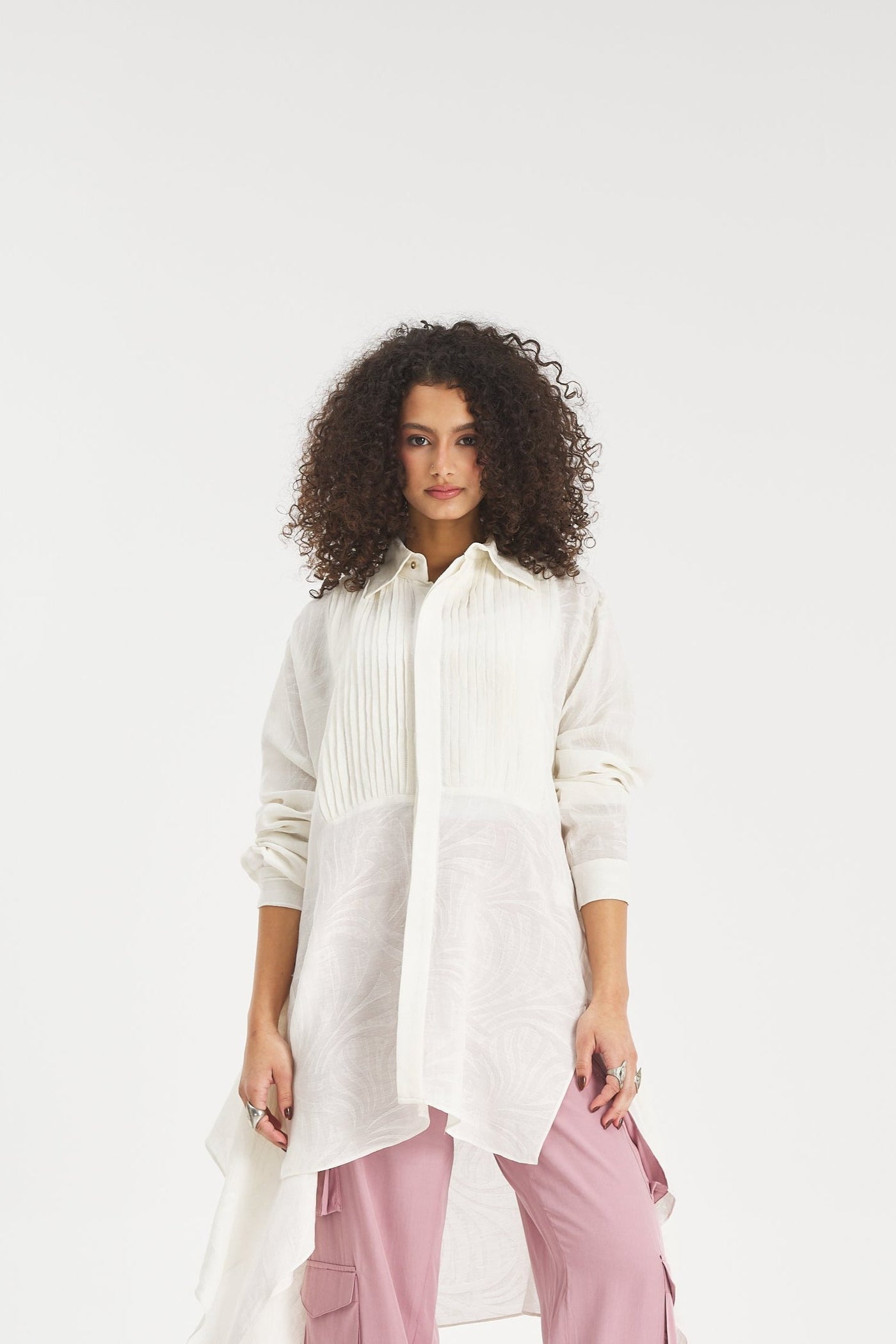 Asymmetrical Front Squared Linen Shirt