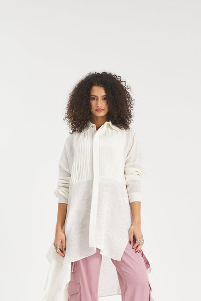 Asymmetrical Front Squared Linen Shirt