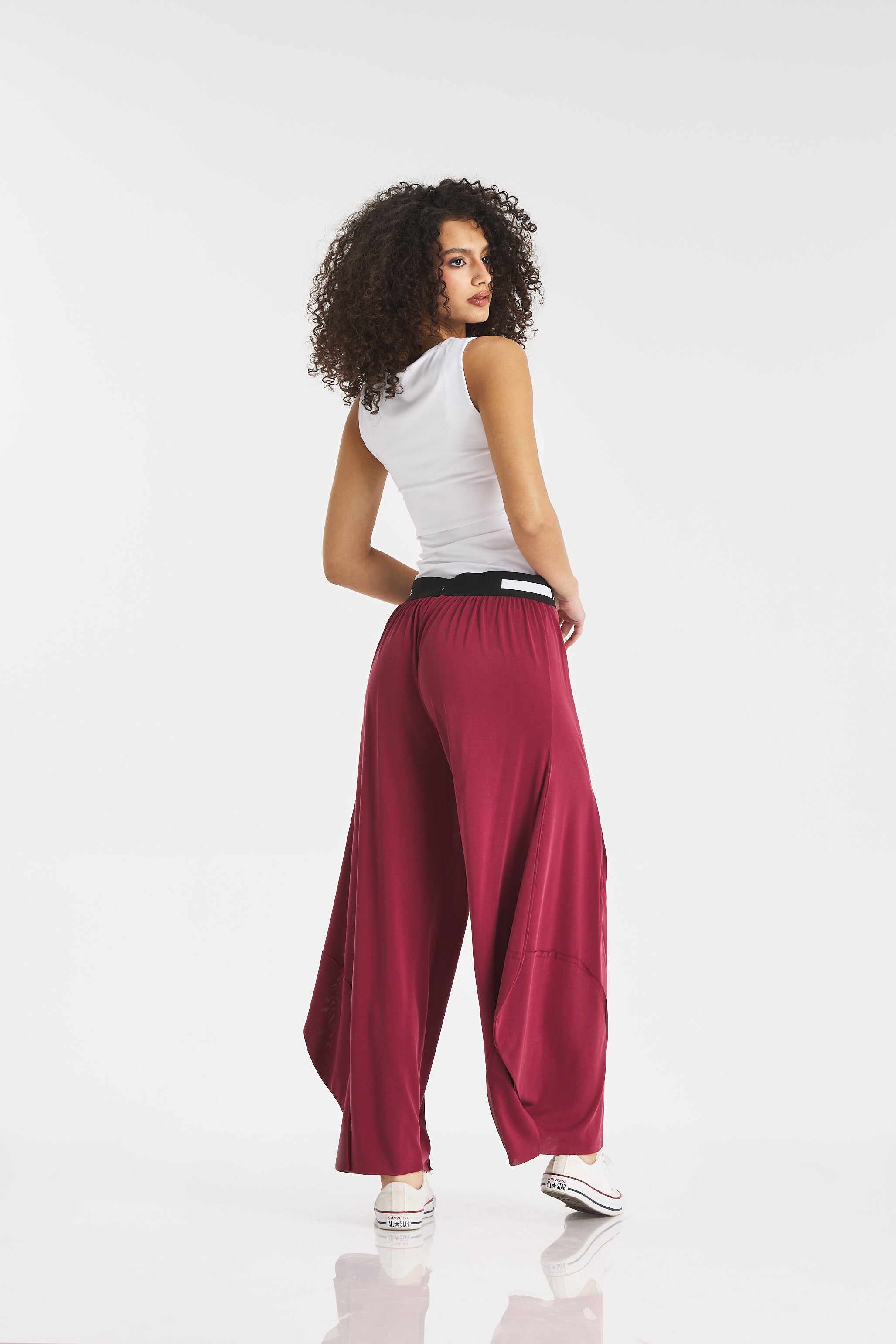 Soft patchwork cropped Pants In Brick