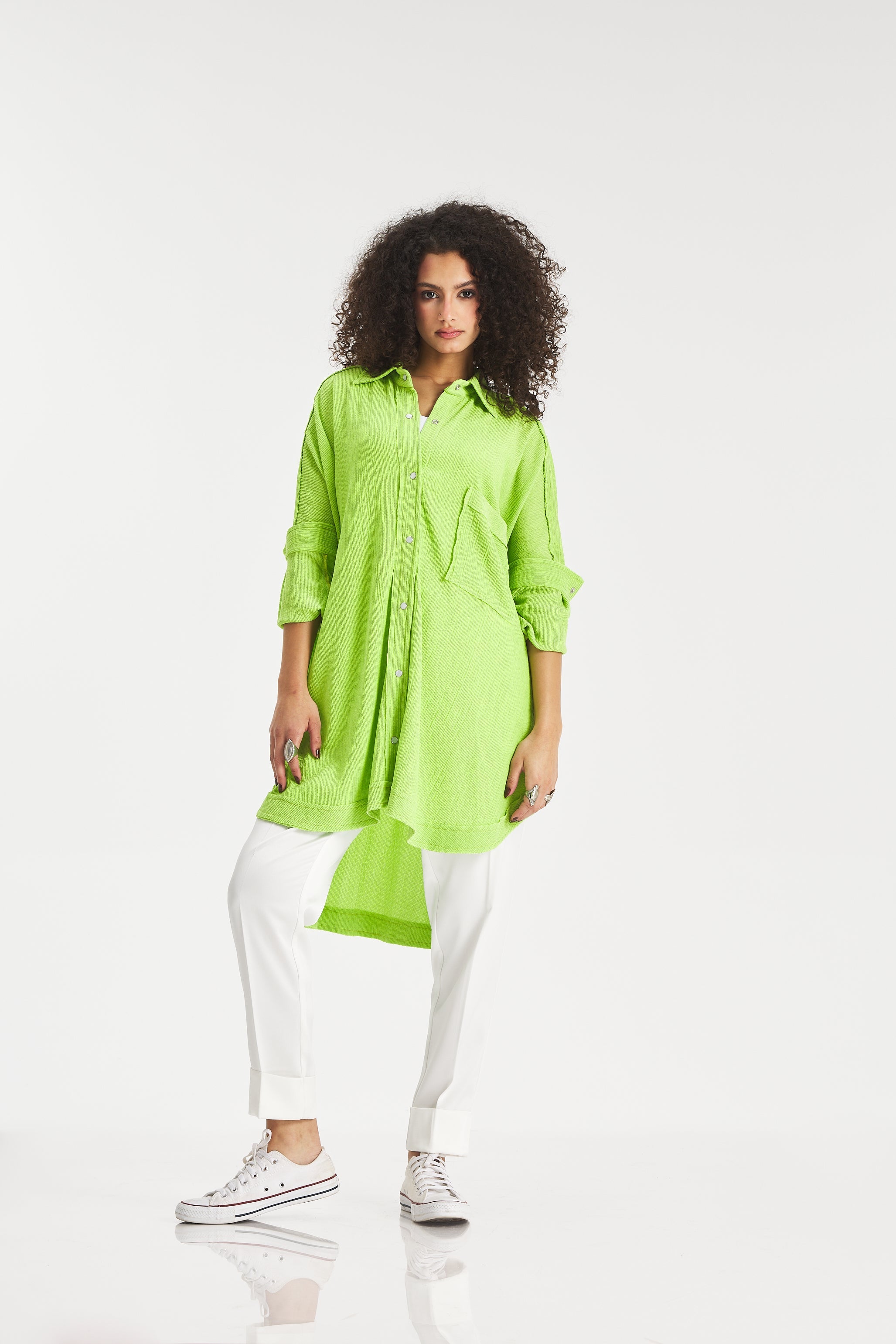 Crushed Oversize Shirt In Neon