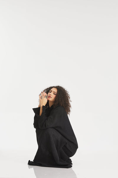 A Line Linen Kaftan In Black