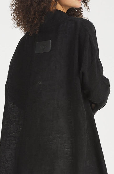 A Line Linen Kaftan In Black