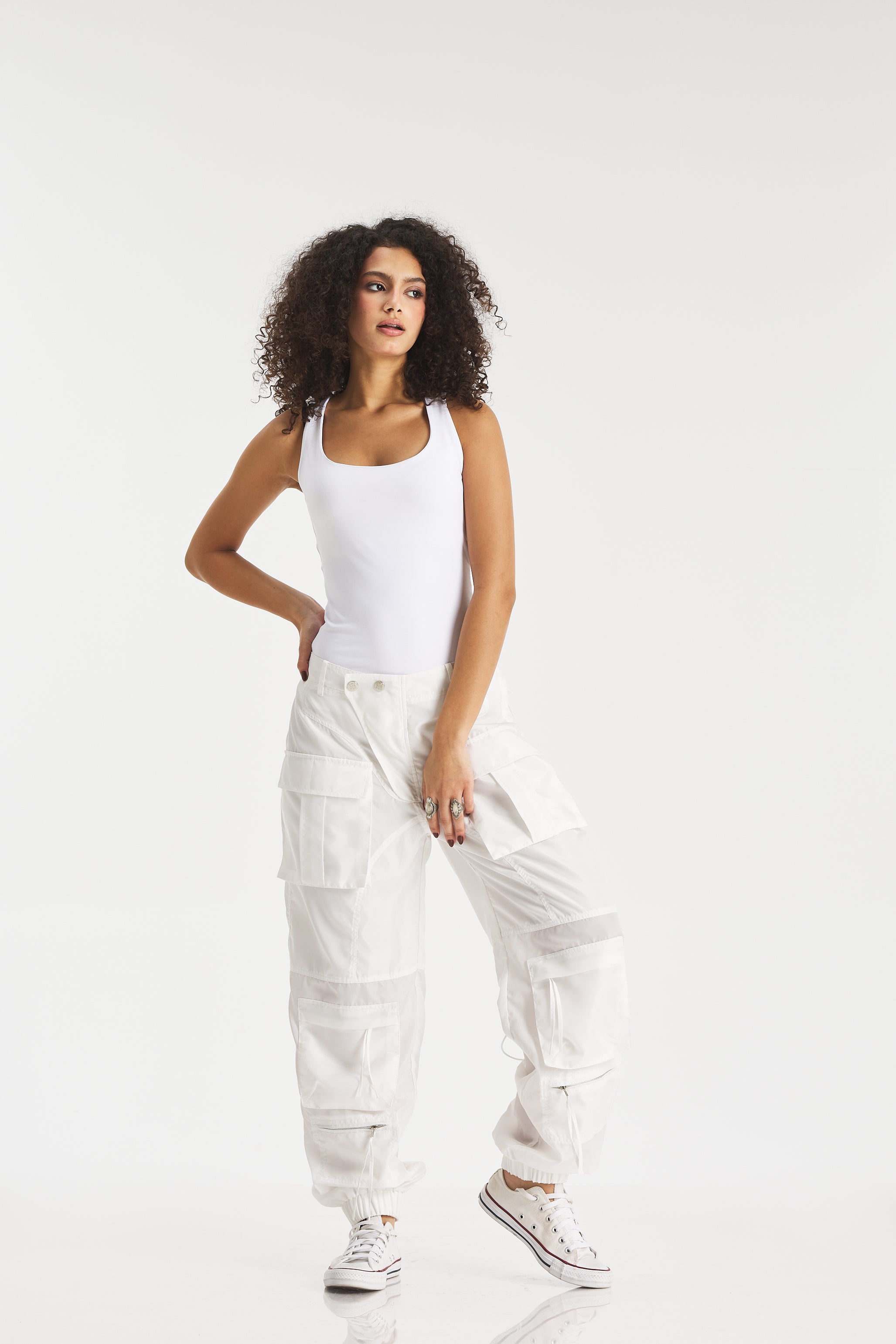 Utility waterproof pants in white