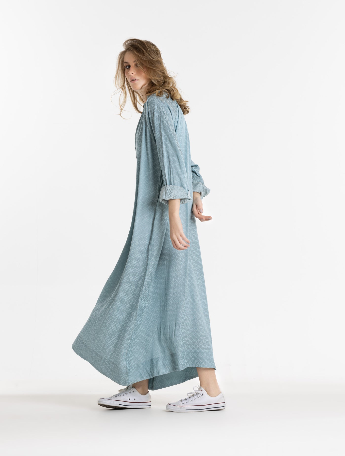 A Line Simple Dress In Sky Blue