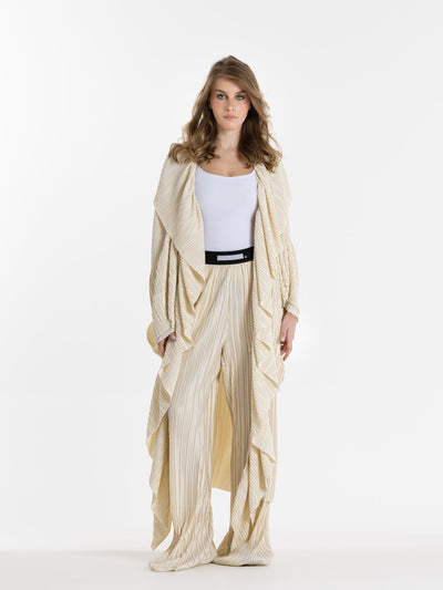 Midi Pleated Oversize Kimono In Off White