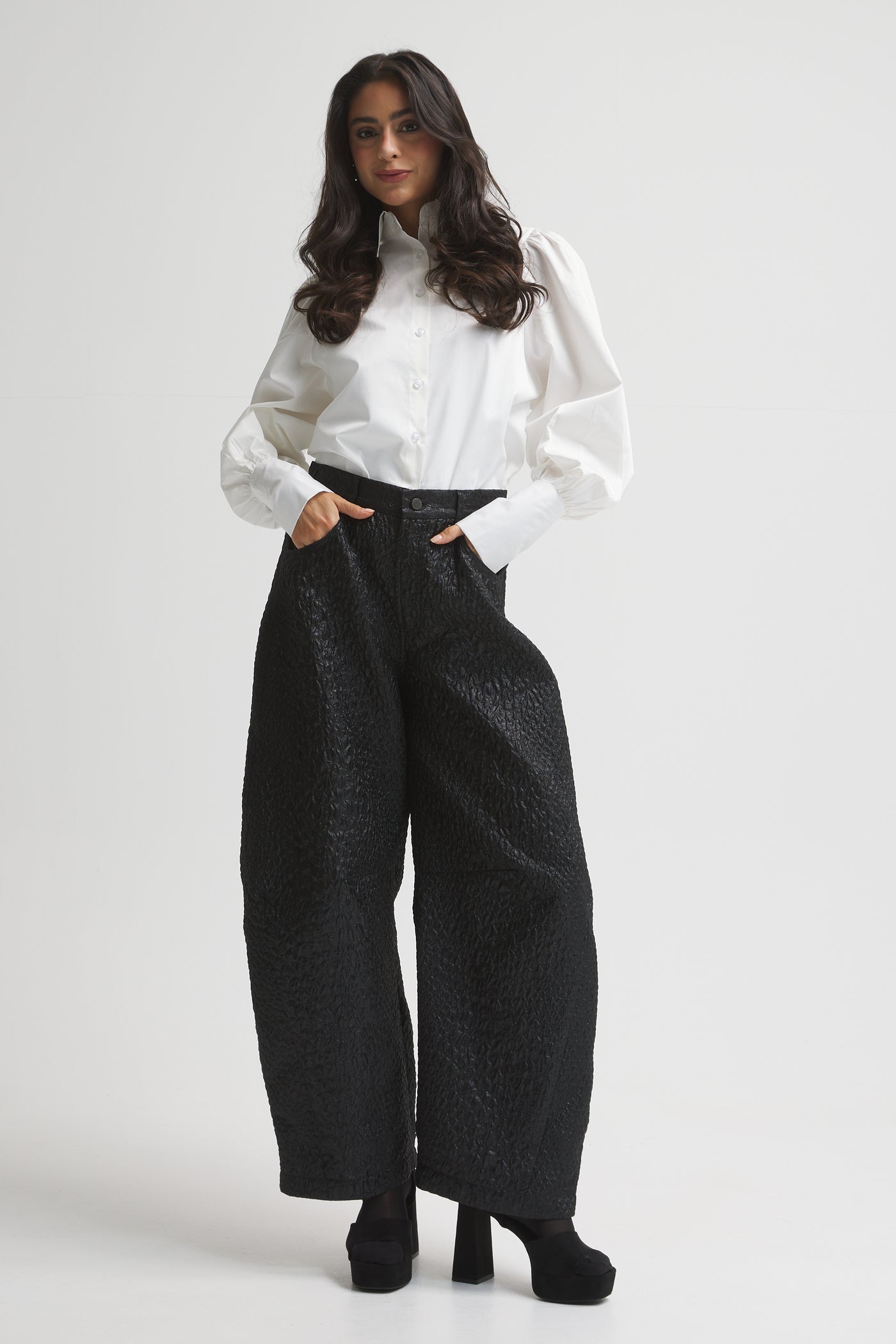 Shinny Black Balloon Pants