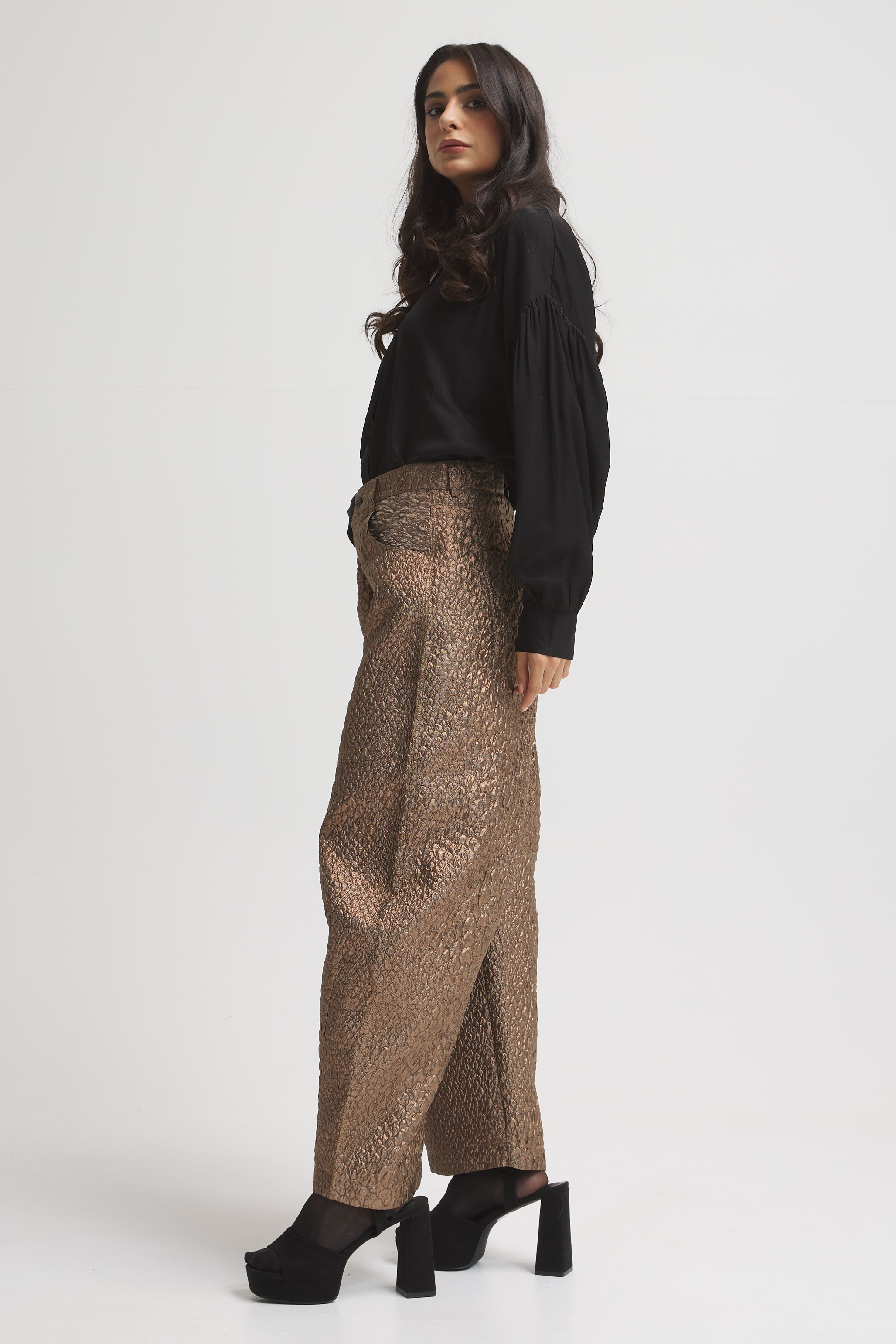 Shinny Copper Balloon Pants