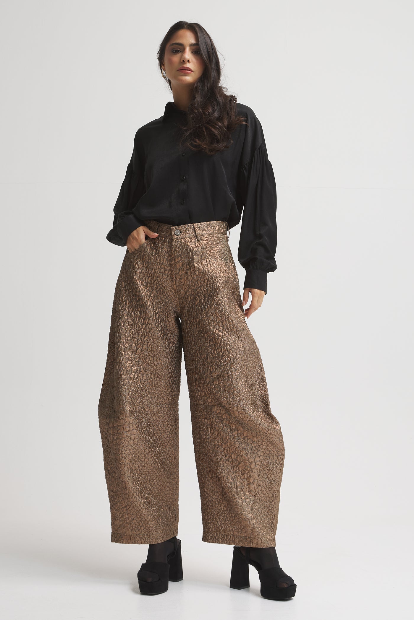 Shinny Copper Balloon Pants