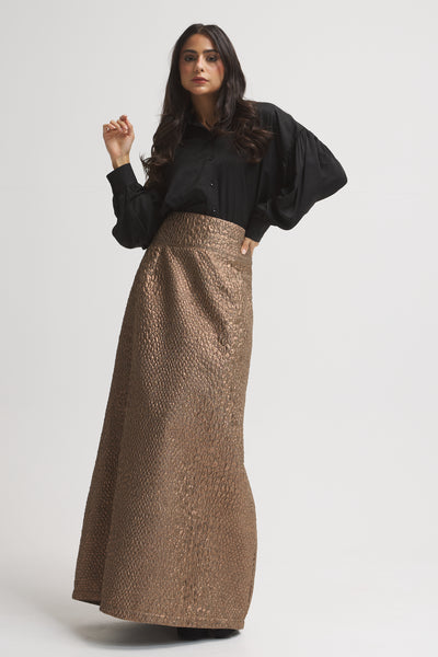 Shinny Copper Maxi Skirt