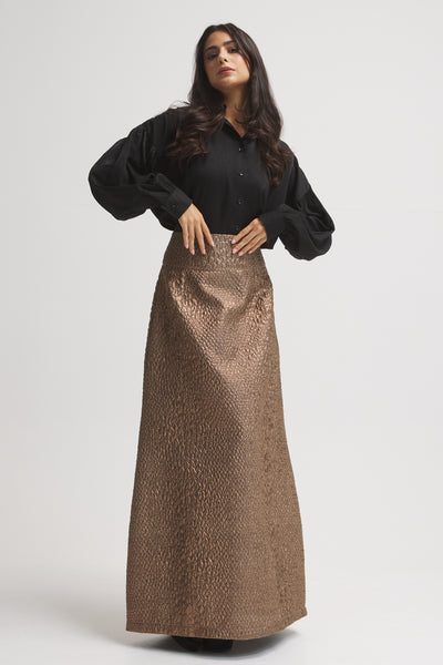 Shinny Copper Maxi Skirt