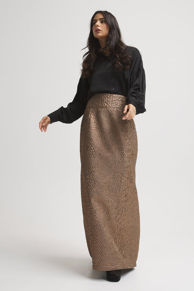 Shinny Copper Maxi Skirt