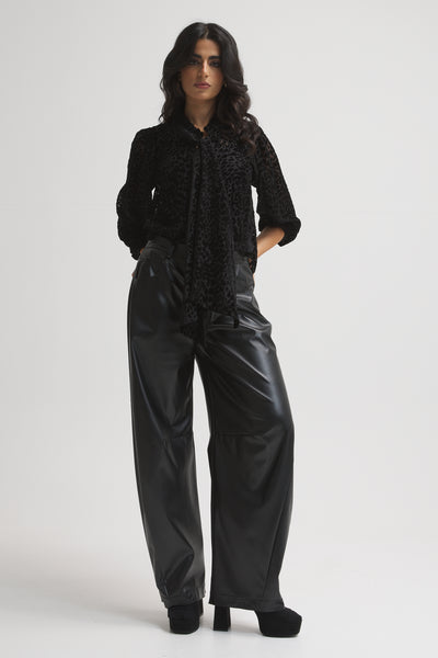 Black Leather Balloon Pants