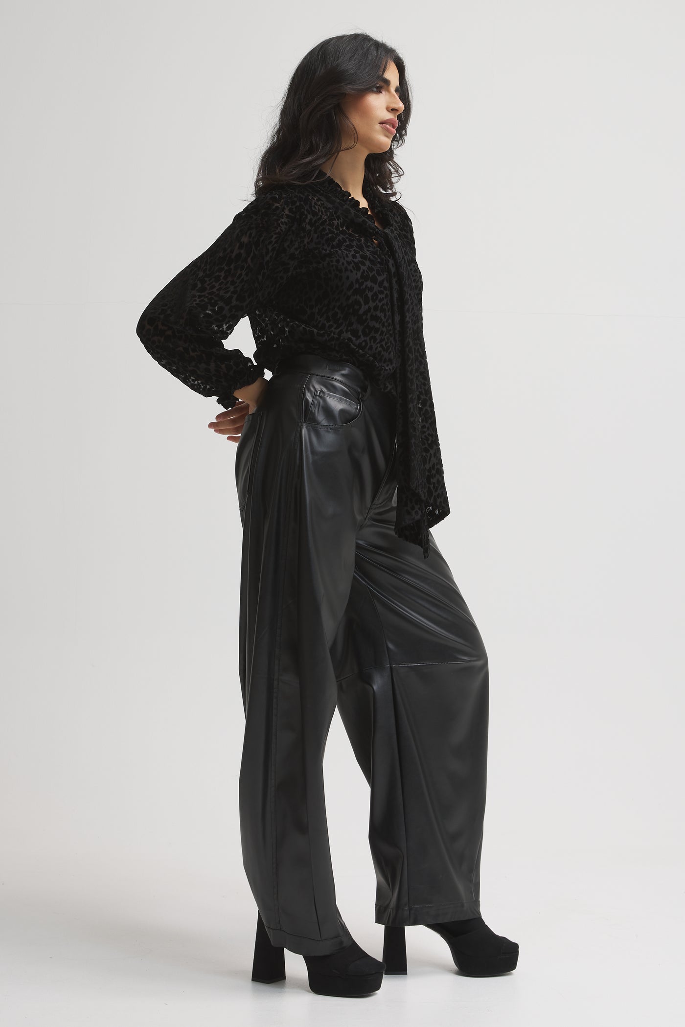 Black Leather Balloon Pants