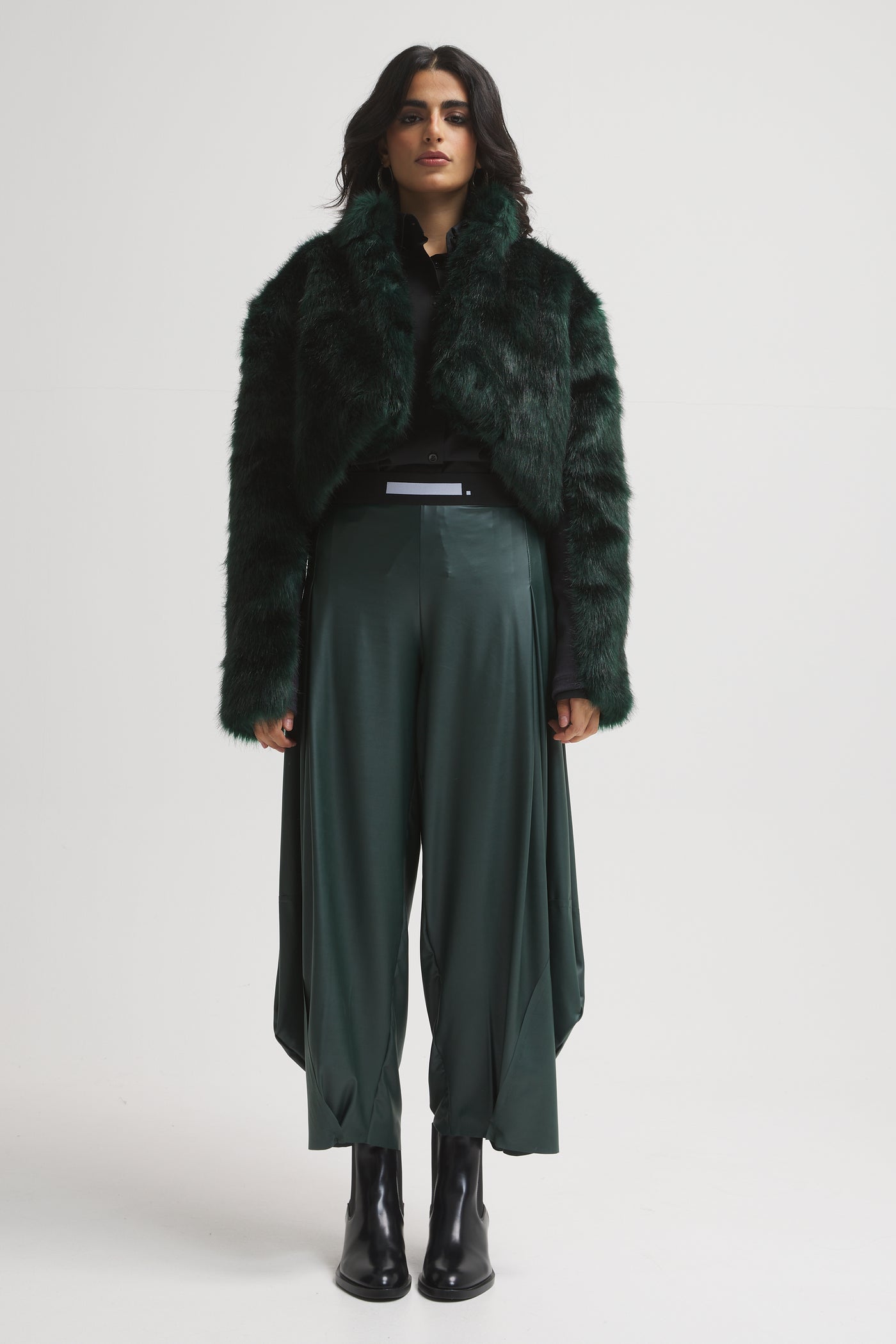 Green Fur Short Jacket