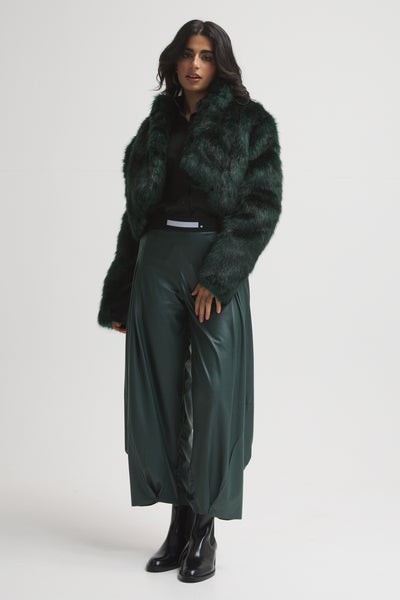 Green Fur Short Jacket