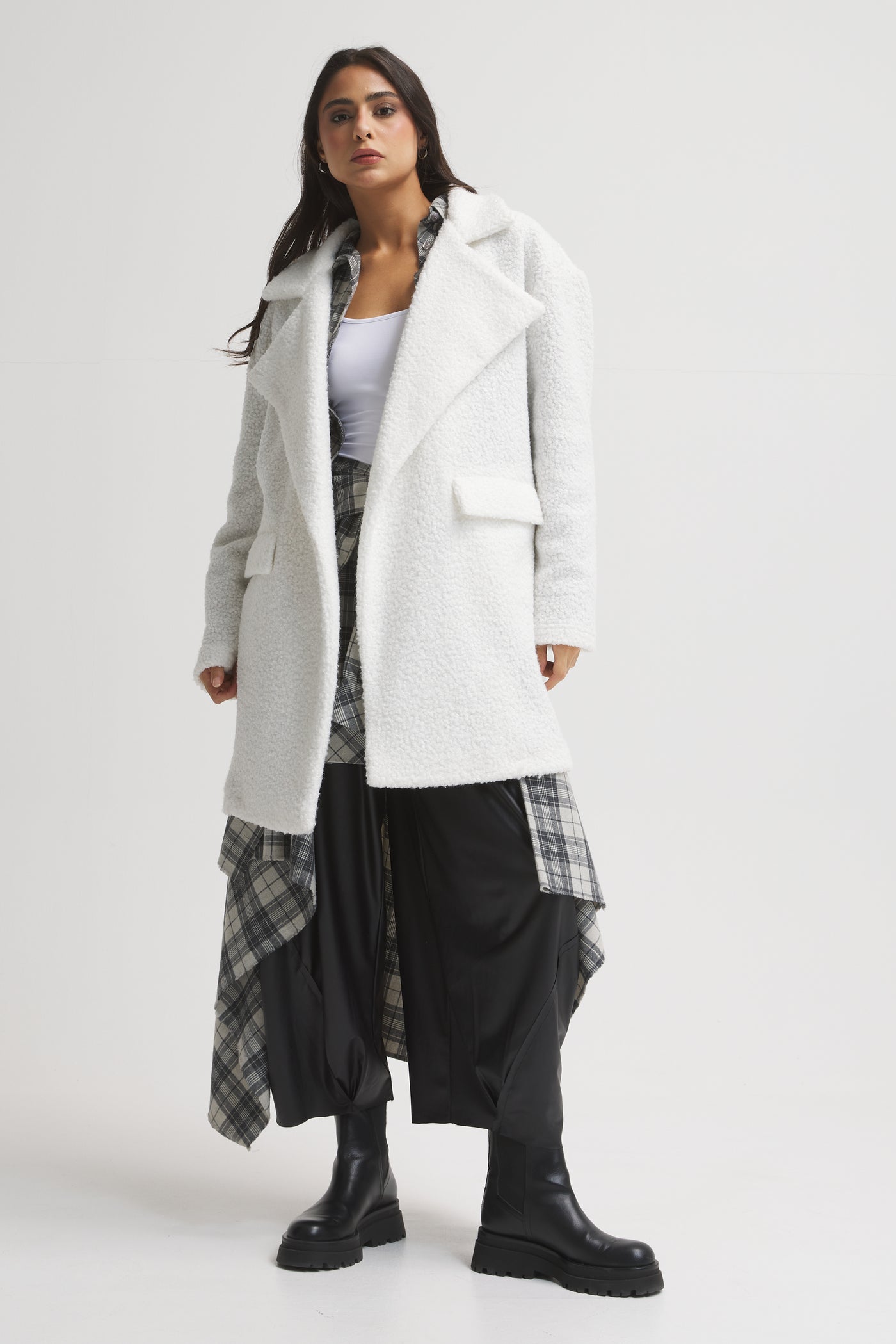 Teddy Oversize Short Coat In White