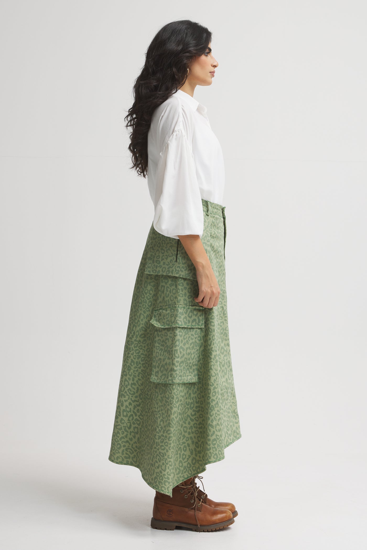 Leopard Green Cargo Skirt