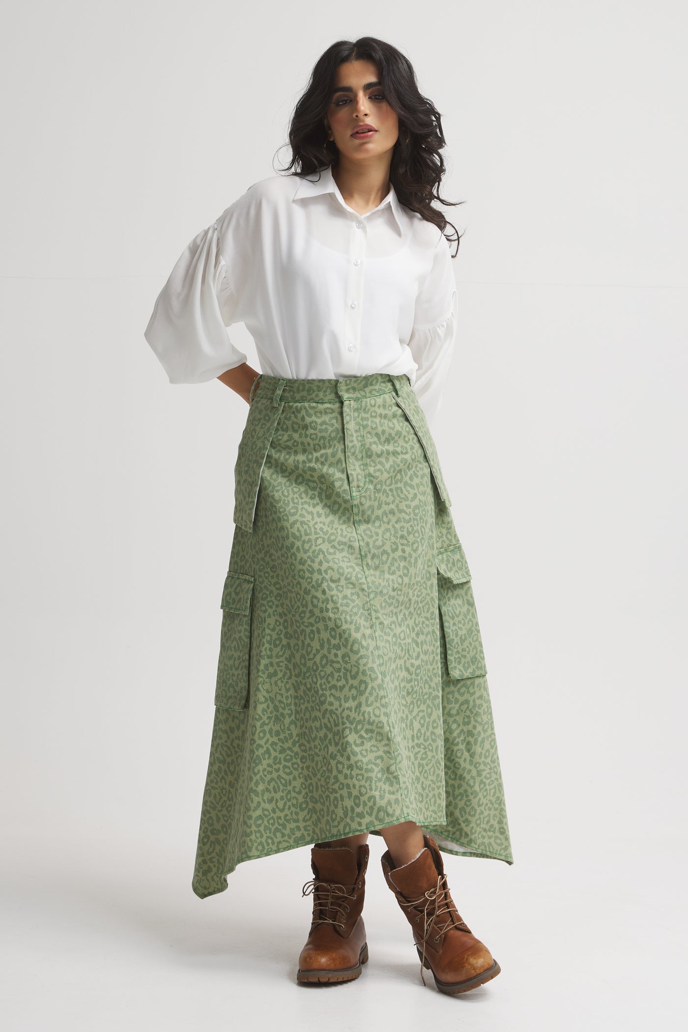 Leopard Green Cargo Skirt