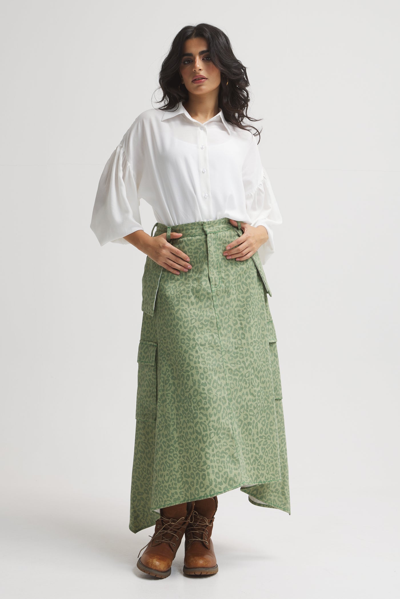 Leopard Green Cargo Skirt