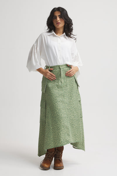 Leopard Green Cargo Skirt