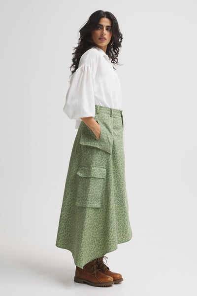 Leopard Green Cargo Skirt