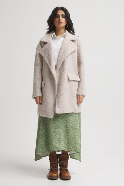 Teddy Oversize Short Coat In Greige