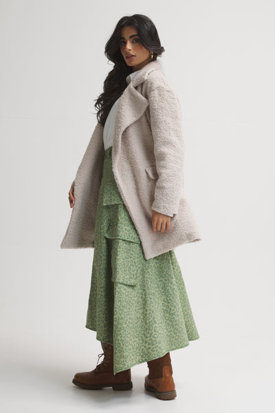 Teddy Oversize Short Coat In Greige