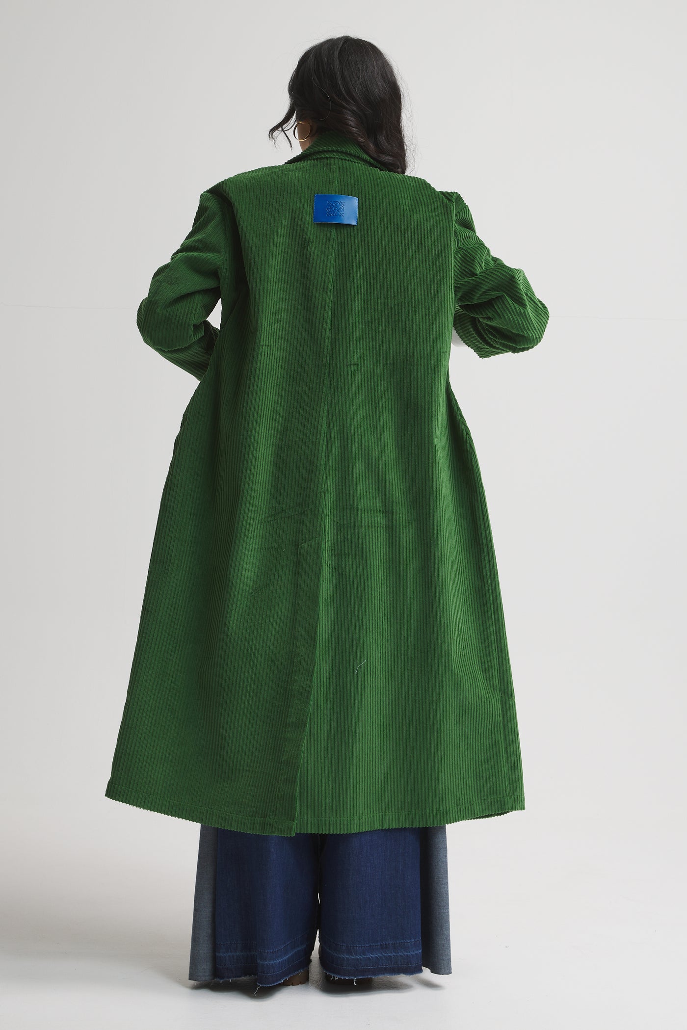 Midi coat corduroy in green