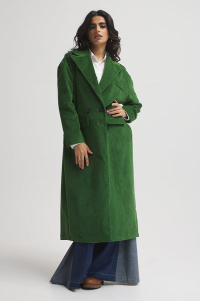 Midi coat corduroy in green